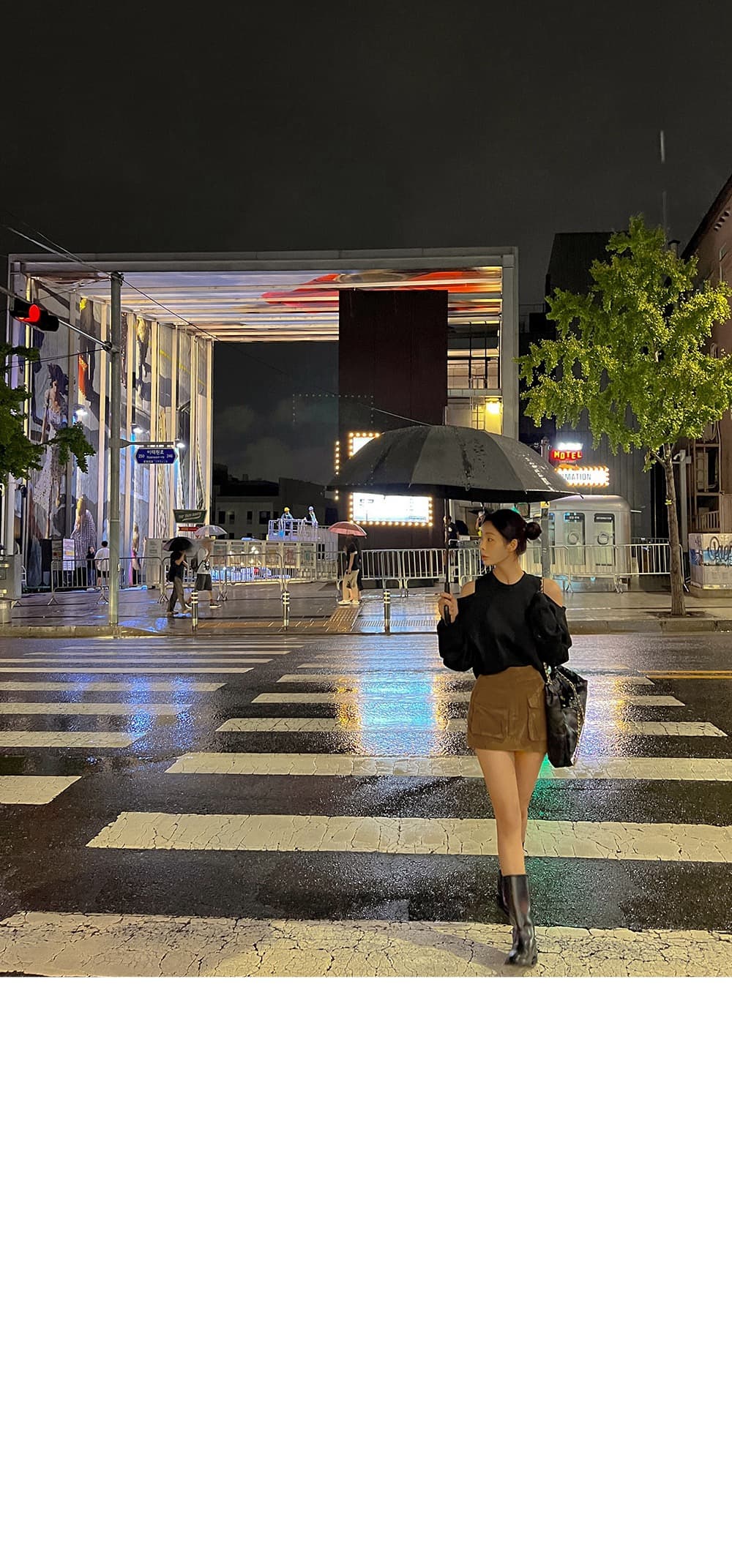 있음 선적 한 부서 디자인 센스 직각 어깨 오프숄더 캐주얼 후드티 상세 이미지 18