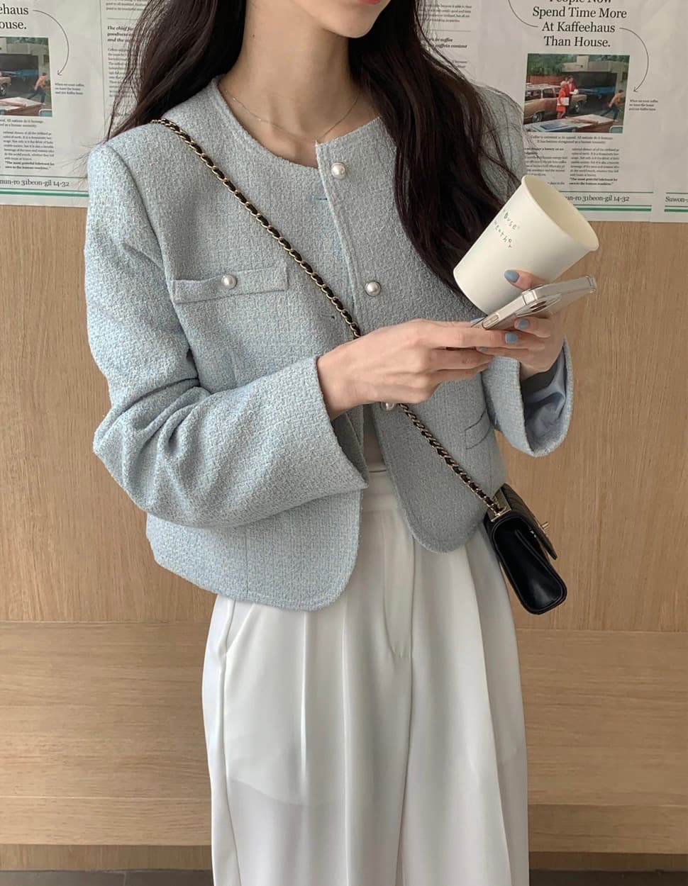 있음 선적 한 부서 둘 색상 다용도 작은 샤넬 스타일 품격 트위드 재킷
