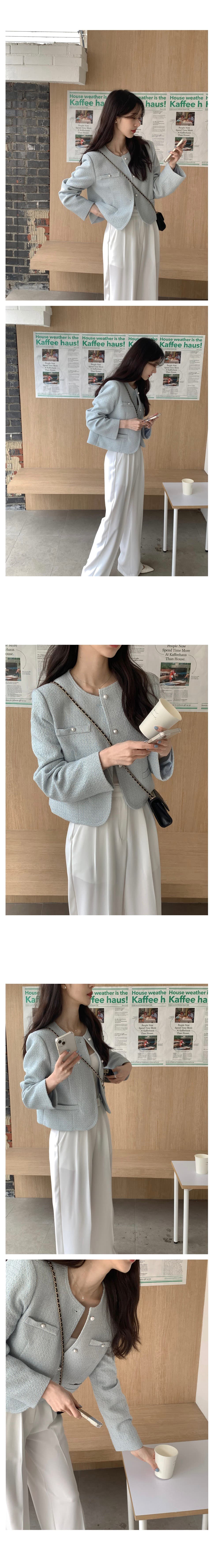 있음 선적 한 부서 둘 색상 다용도 작은 샤넬 스타일 품격 트위드 재킷 상세 이미지 4
