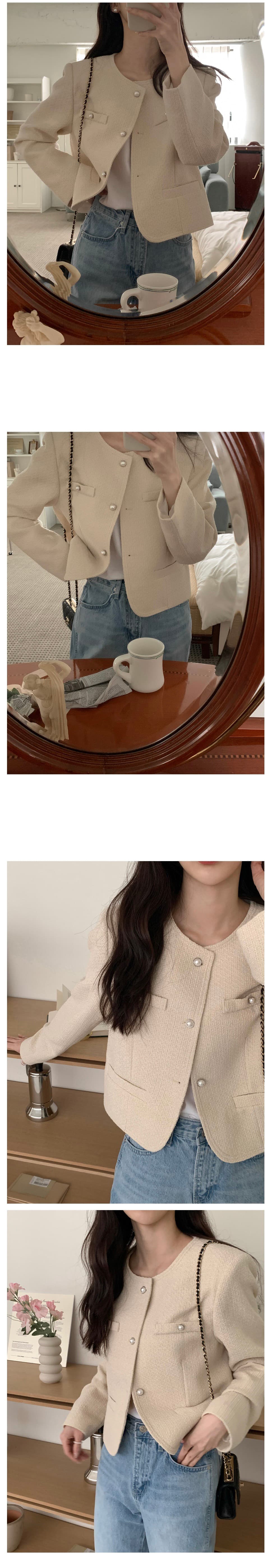 있음 선적 한 부서 둘 색상 다용도 작은 샤넬 스타일 품격 트위드 재킷 상세 이미지 10