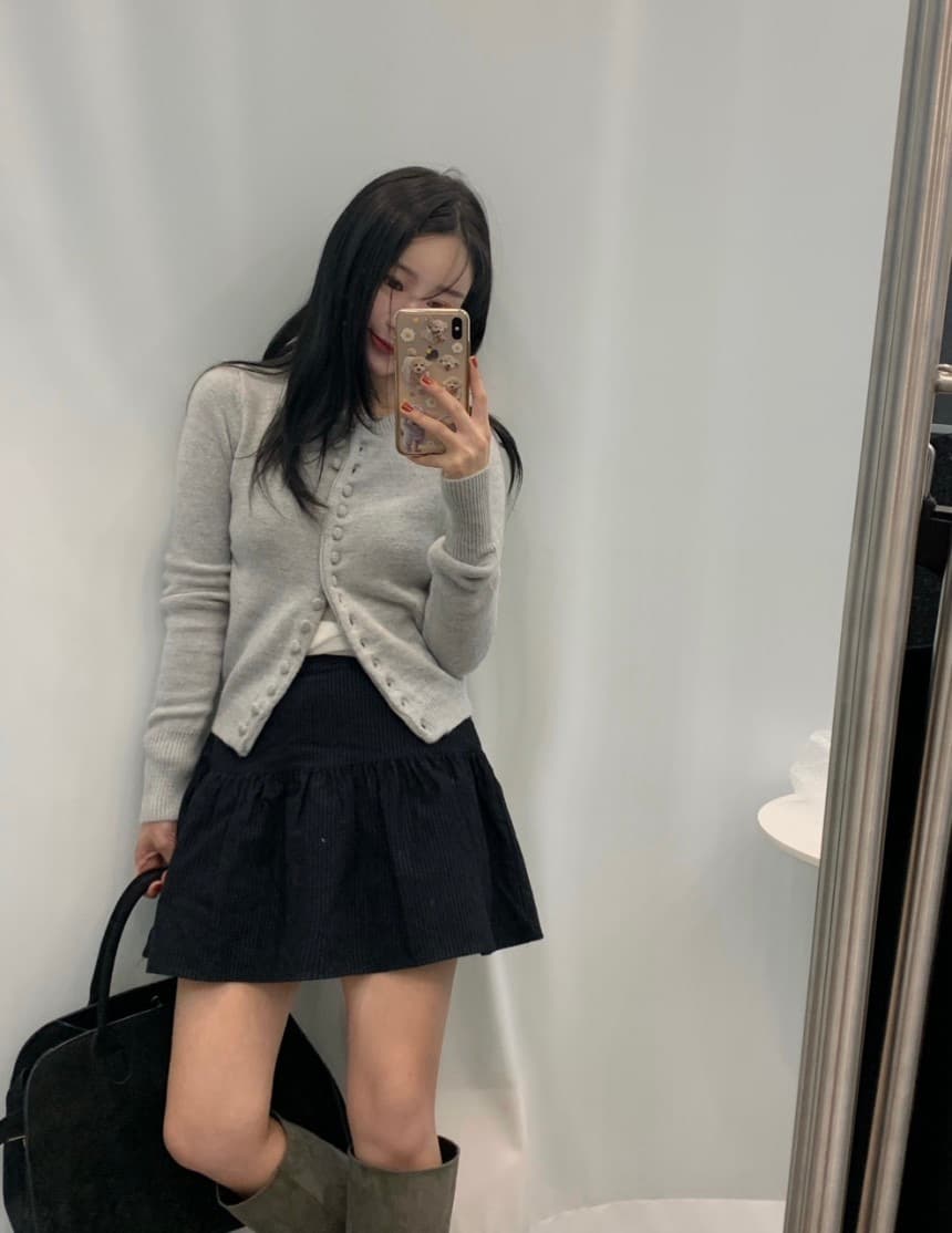 있음 선적 삼색 한 부서 부드러운 찹쌀 싱글 줄 버튼 몸매 가꾸기 털 니트 오픈 가디건 상세 이미지 4