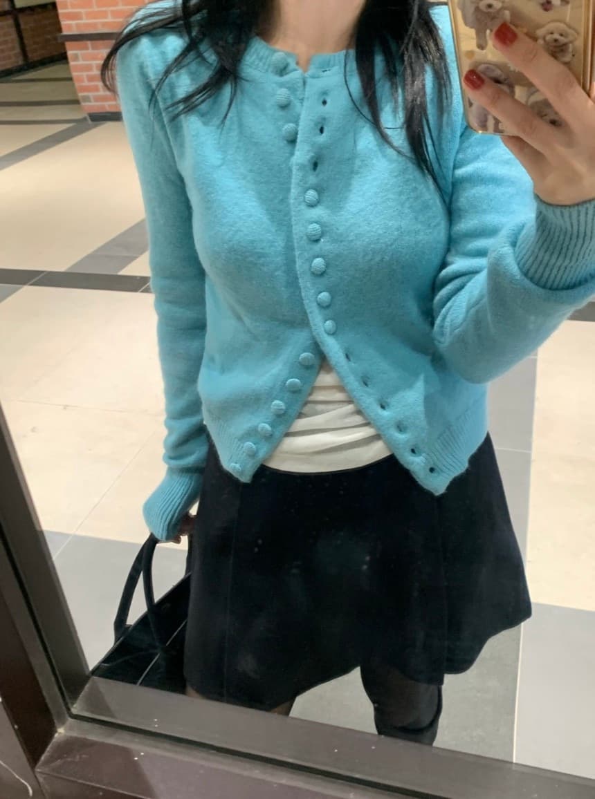 있음 선적 삼색 한 부서 부드러운 찹쌀 싱글 줄 버튼 몸매 가꾸기 털 니트 오픈 가디건 상세 이미지 8