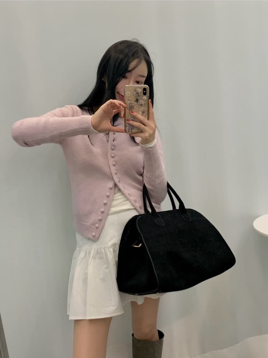 있음 선적 삼색 한 부서 부드러운 찹쌀 싱글 줄 버튼 몸매 가꾸기 털 니트 오픈 가디건 상세 이미지 16