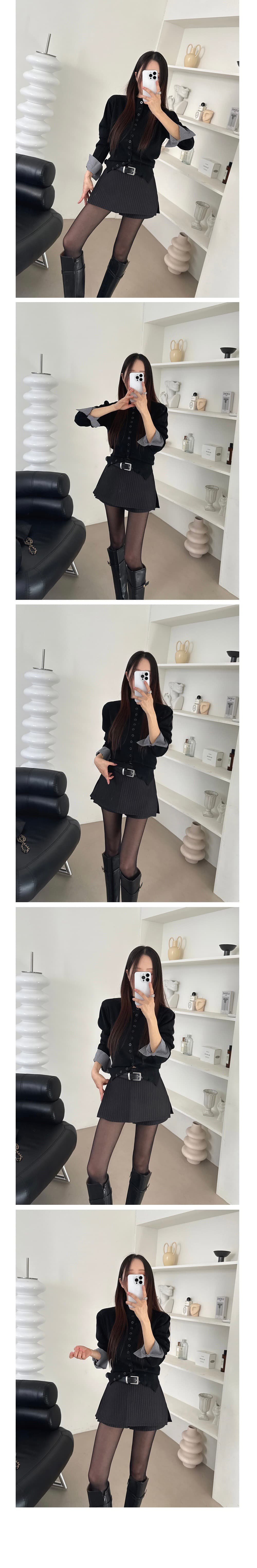 있음 선적 한 부서 몸매 가꾸기 출퇴근 품격 패치워크 커프스 털 니트 오픈 가디건 상세 이미지 1