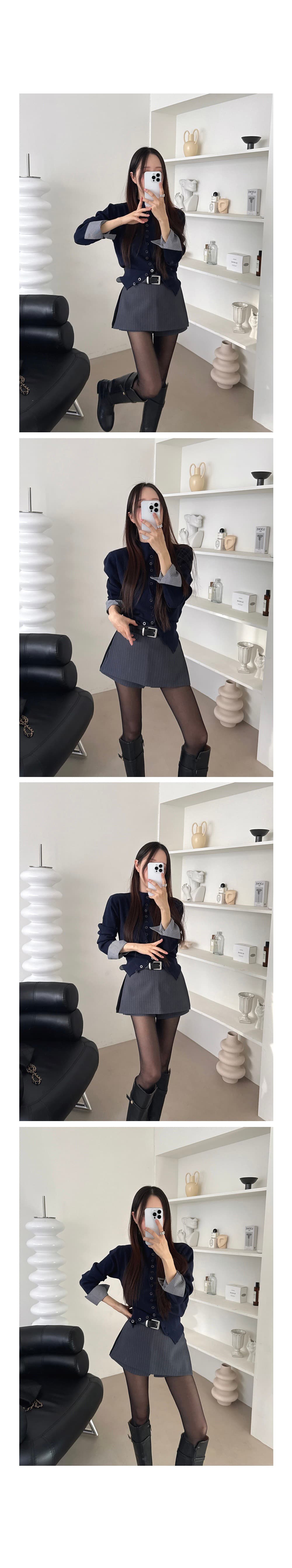 있음 선적 한 부서 몸매 가꾸기 출퇴근 품격 패치워크 커프스 털 니트 오픈 가디건 상세 이미지 4