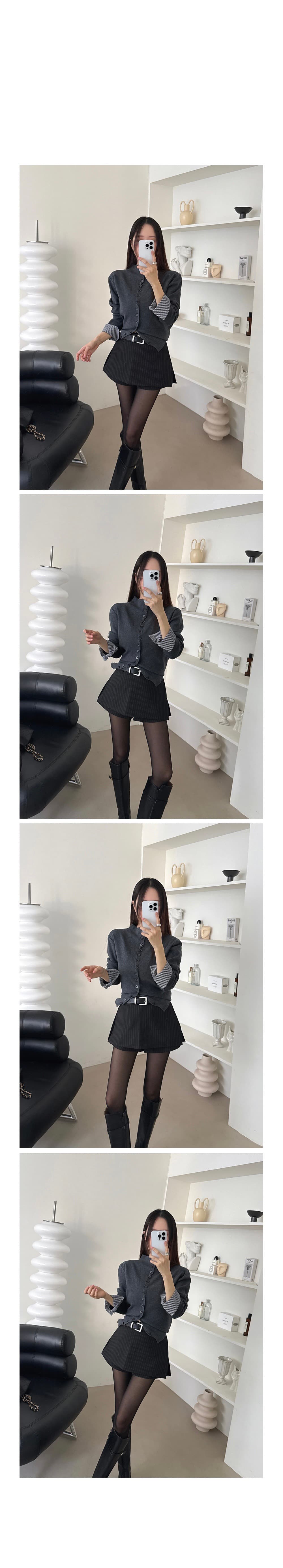 있음 선적 한 부서 몸매 가꾸기 출퇴근 품격 패치워크 커프스 털 니트 오픈 가디건 상세 이미지 7