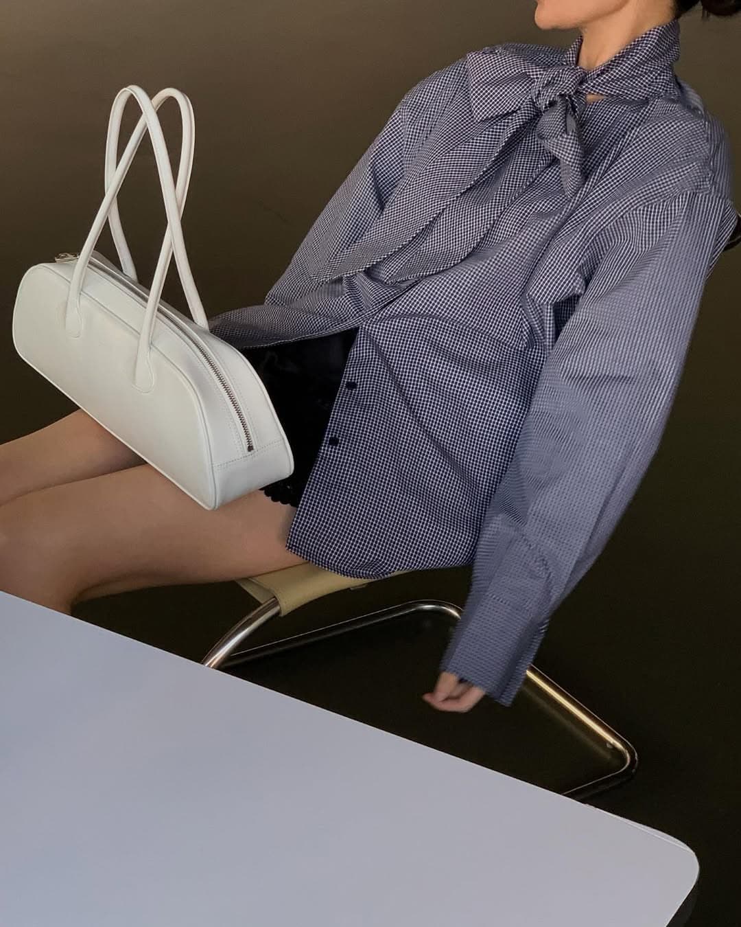 지금 huo 품격 출퇴근 루즈핏 긴팔 레이스 업 셔츠 이미지 3
