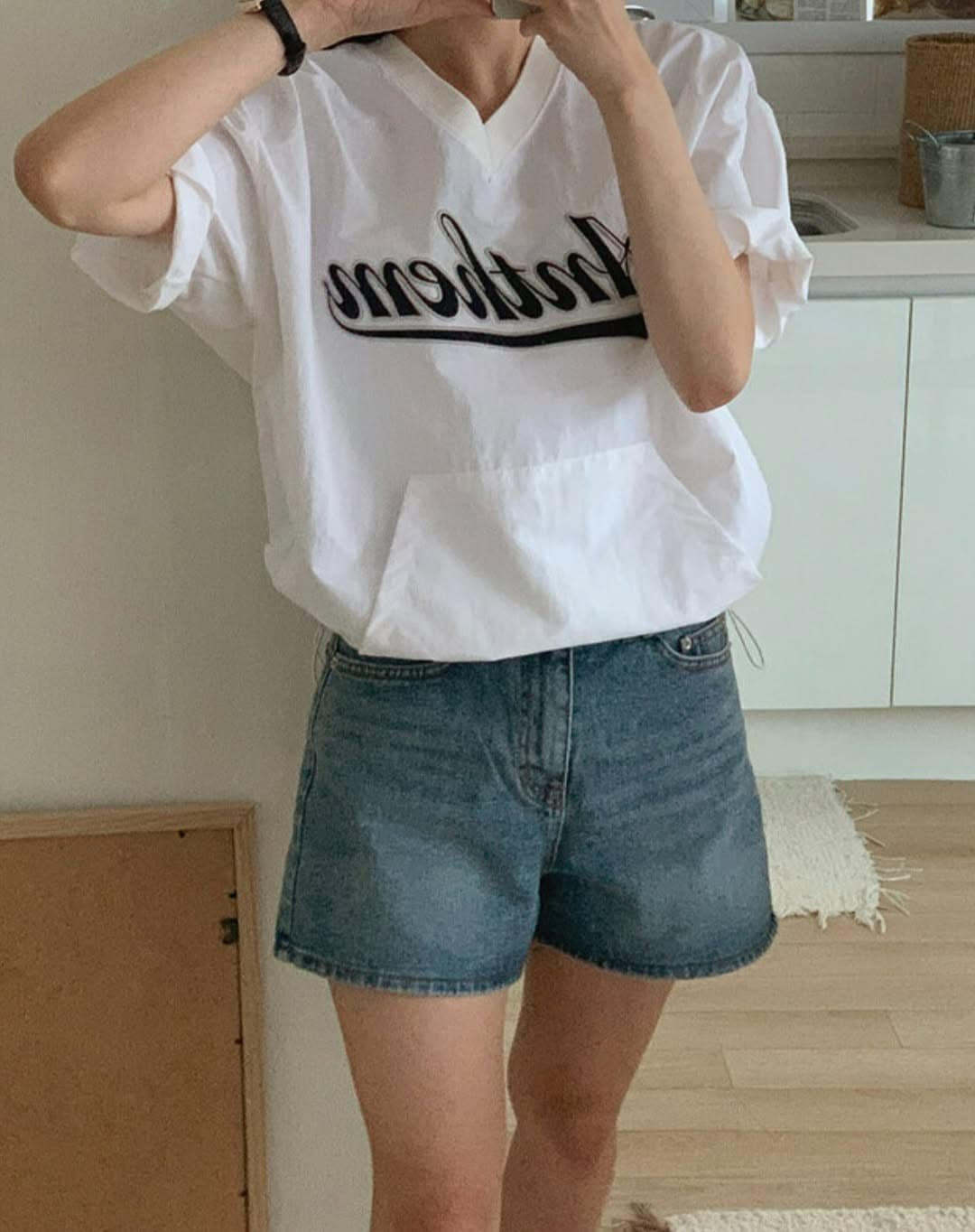 지금 아메리칸 캐주얼 패치 자수 V넥 맨위 상세 이미지 4