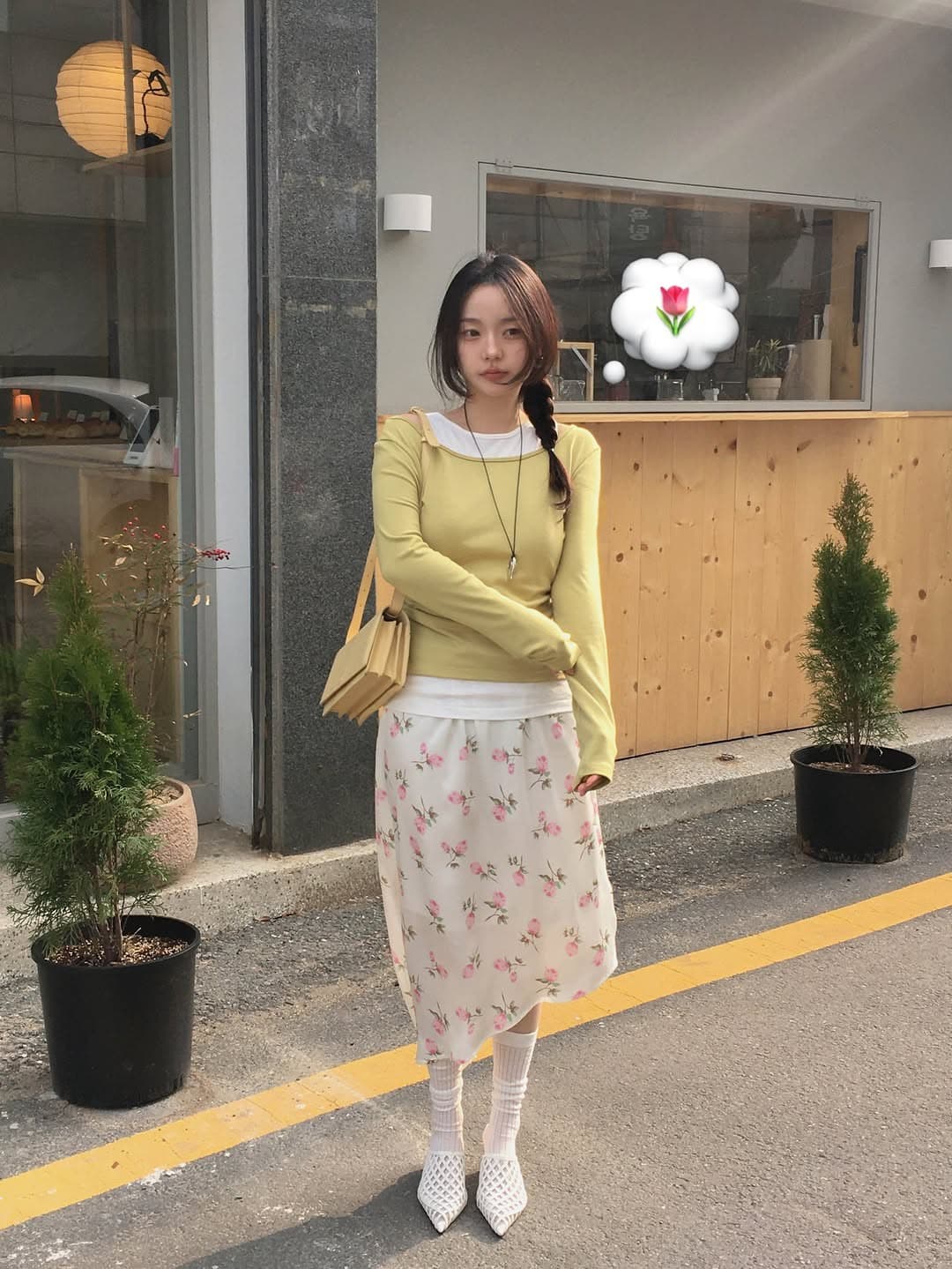 있음 선적 한 부서 부드러운 바람 프린트 비스듬한 진자 반신 스커트 상세 이미지 14