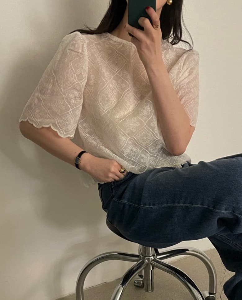 지금 둘 색상 라운드 넥 이후 레이스업 레이스 물결무늬 측면에 의류 상세 이미지 1