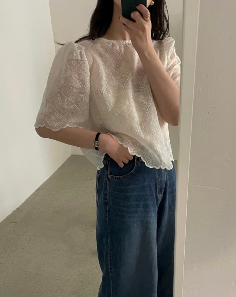 지금 둘 색상 라운드 넥 이후 레이스업 레이스 물결무늬 측면에 의류 상세 이미지 3