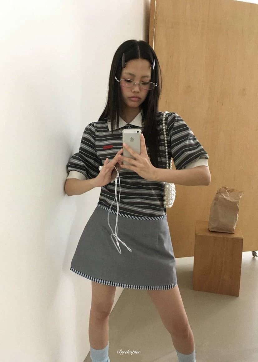있음 선적 둘 색상 연령 감소 스트라이프 패치워크 색상 폴로 칼라 polo 반팔 티셔츠 이미지 3