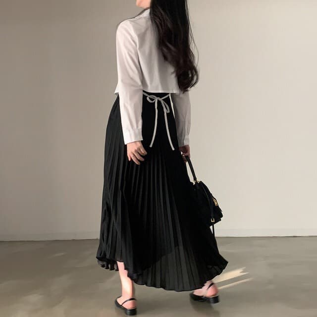 있음 선적 다용도 플리츠 큰 진자 반신 치마 안감 상세 이미지 20