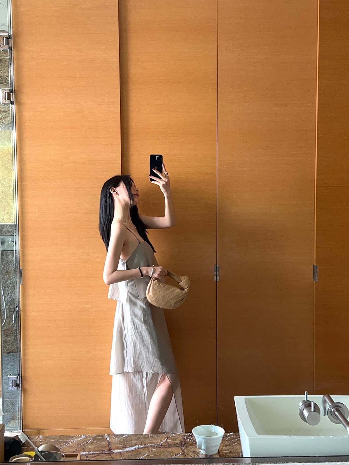 있음 선적 둘 색상 한 부서 감기 센스 불규칙 계단식 슬립 드레스 상세 이미지 20
