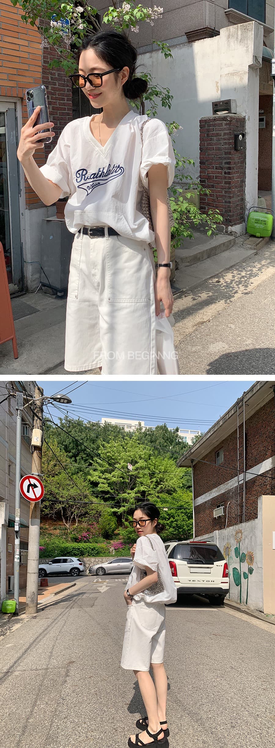 있음 선적 삼색 클래식 아메리칸 캐주얼 자수 알파벳 반팔 재킷 상세 이미지 9