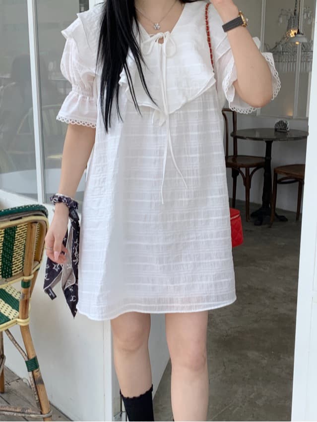 있음 선적 둘 색상 주간 실크 어둠 체크무늬 프릴 드레스 이미지 4
