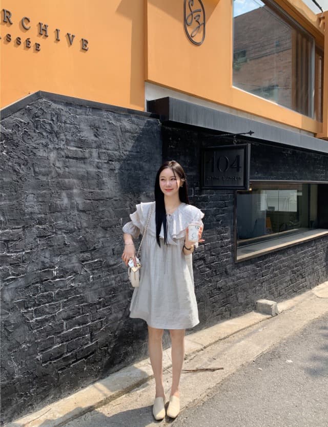 있음 선적 둘 색상 주간 실크 어둠 체크무늬 프릴 드레스 상세 이미지 10