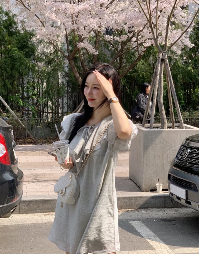 있음 선적 둘 색상 주간 실크 어둠 체크무늬 프릴 드레스 상세 이미지 12
