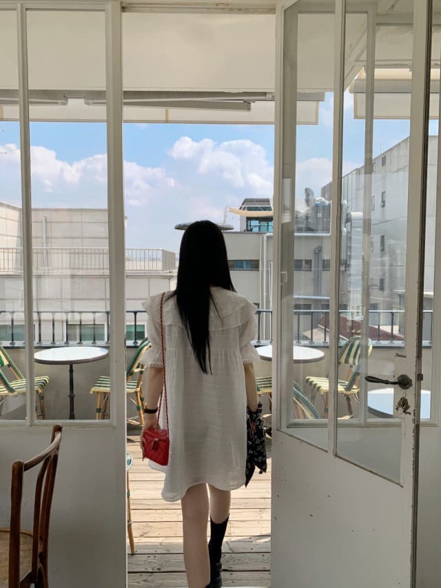 있음 선적 둘 색상 주간 실크 어둠 체크무늬 프릴 드레스 상세 이미지 28