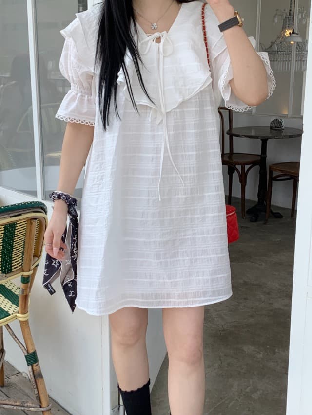 있음 선적 둘 색상 주간 실크 어둠 체크무늬 프릴 드레스 상세 이미지 30