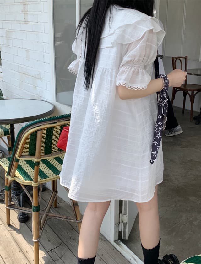 있음 선적 둘 색상 주간 실크 어둠 체크무늬 프릴 드레스 상세 이미지 31