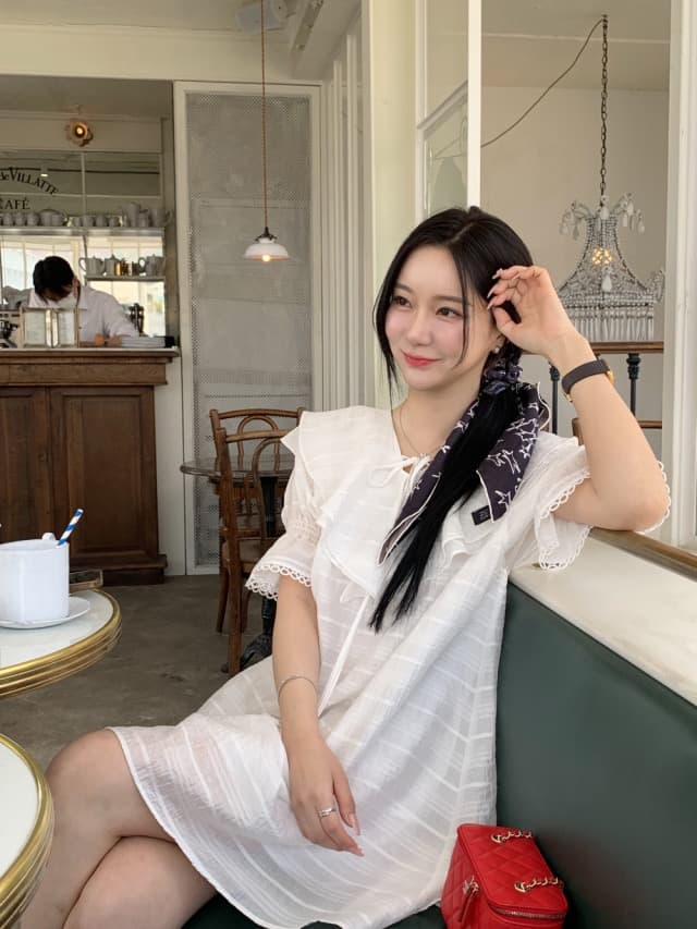 있음 선적 둘 색상 주간 실크 어둠 체크무늬 프릴 드레스 상세 이미지 38