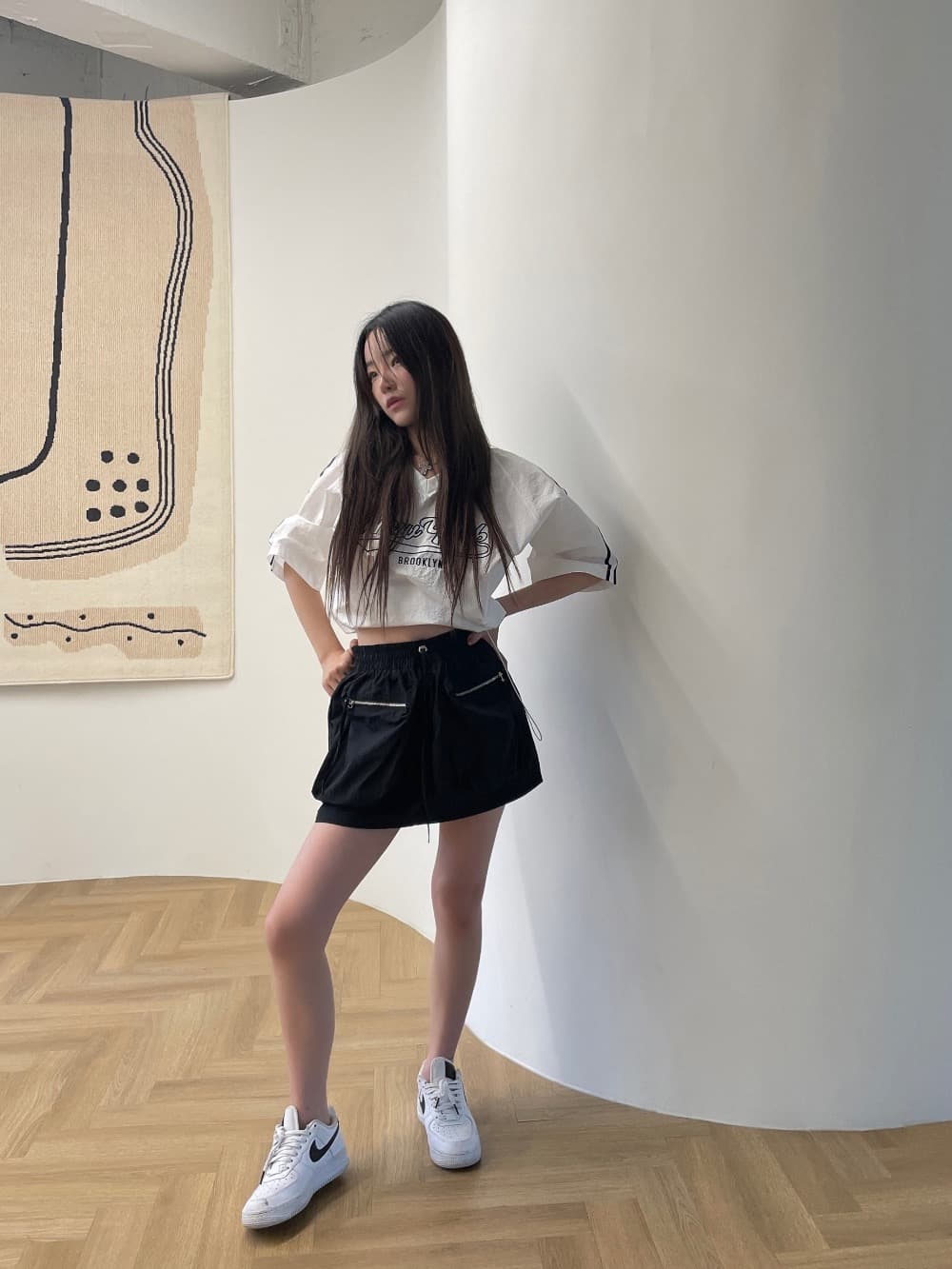 있음 선적 삼색 캐주얼 아메리칸 자수 알파벳 삽입 어깨 소매 맨위 상세 이미지 7