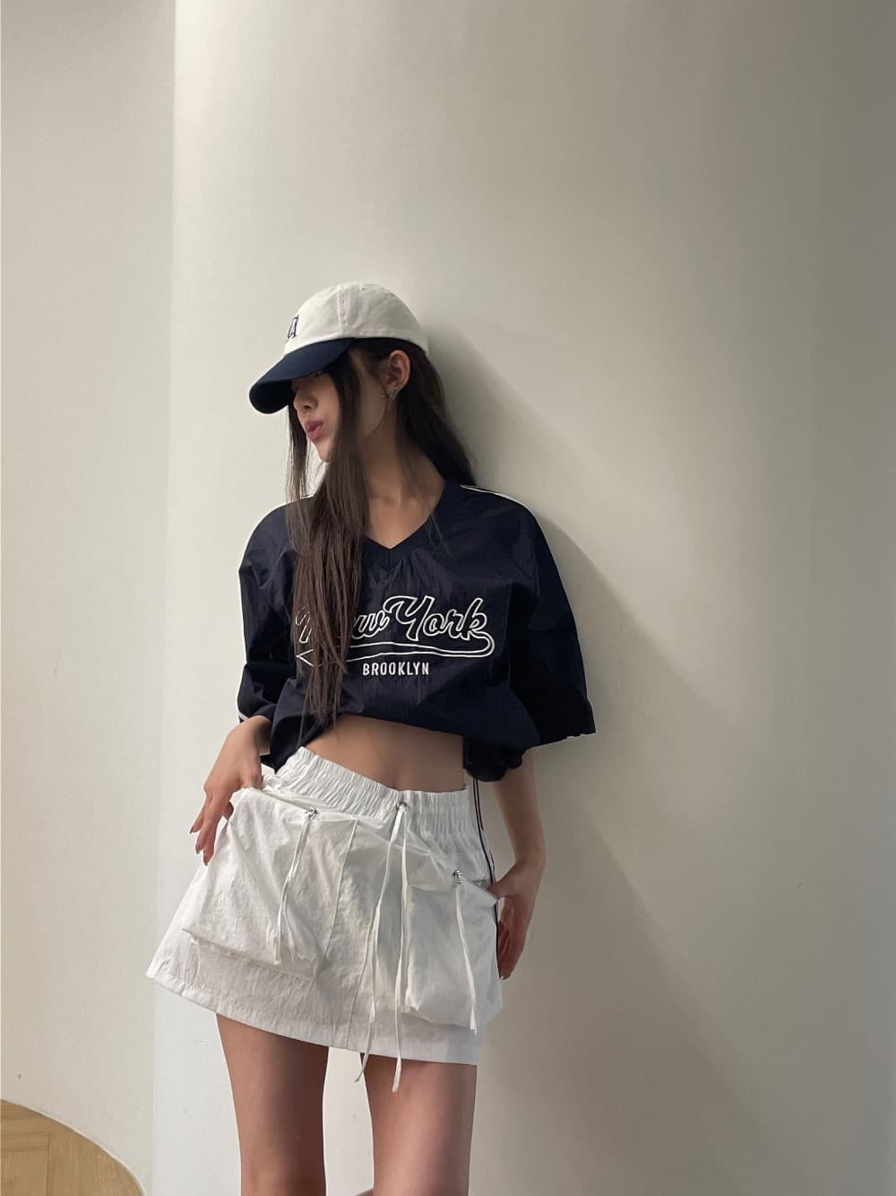있음 선적 삼색 캐주얼 아메리칸 자수 알파벳 삽입 어깨 소매 맨위 상세 이미지 30