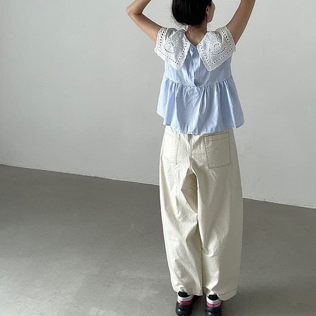 있음 선적 자수 패치워크 전후 둘 착용 셔츠 상세 이미지 4