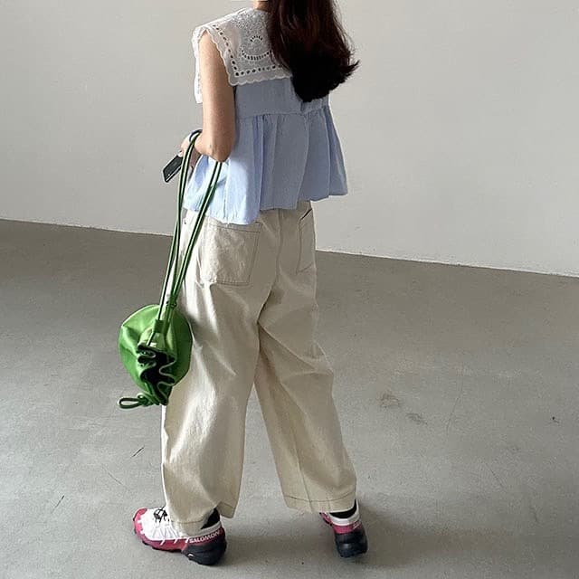 있음 선적 자수 패치워크 전후 둘 착용 셔츠 상세 이미지 7