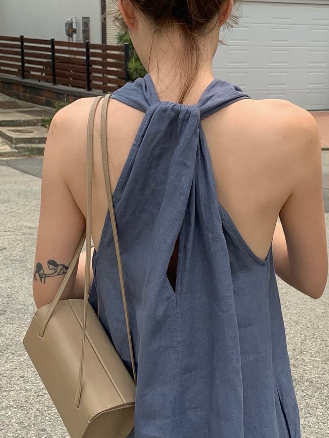 한 부서 품격 행침 목 이후 매듭 V넥 롱 코트 드레스 이미지 3