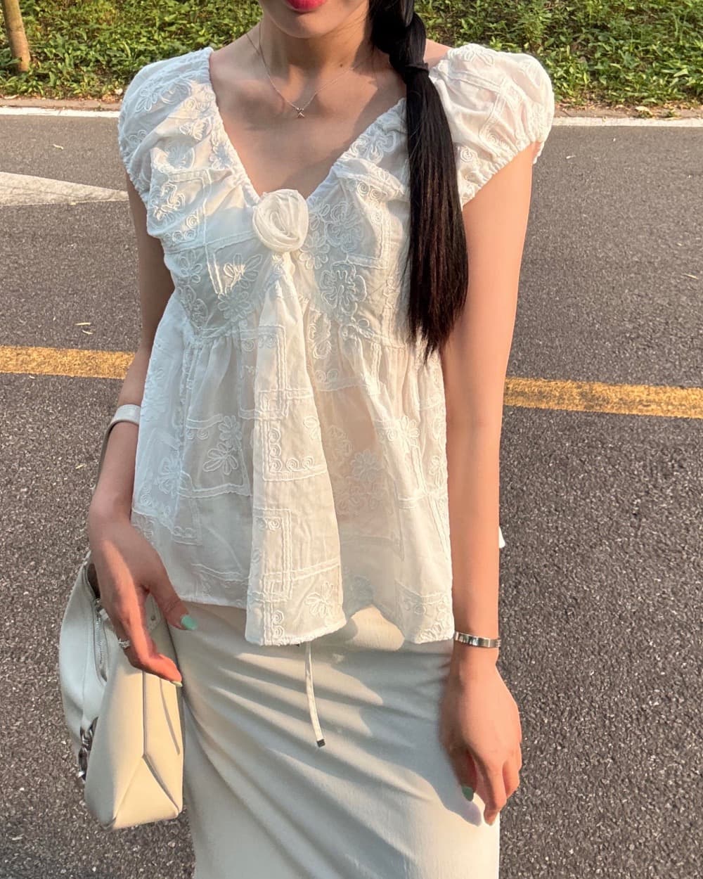 있음 선적 흑인과 백인 색상 전후 V넥 자수 민소매 맨위