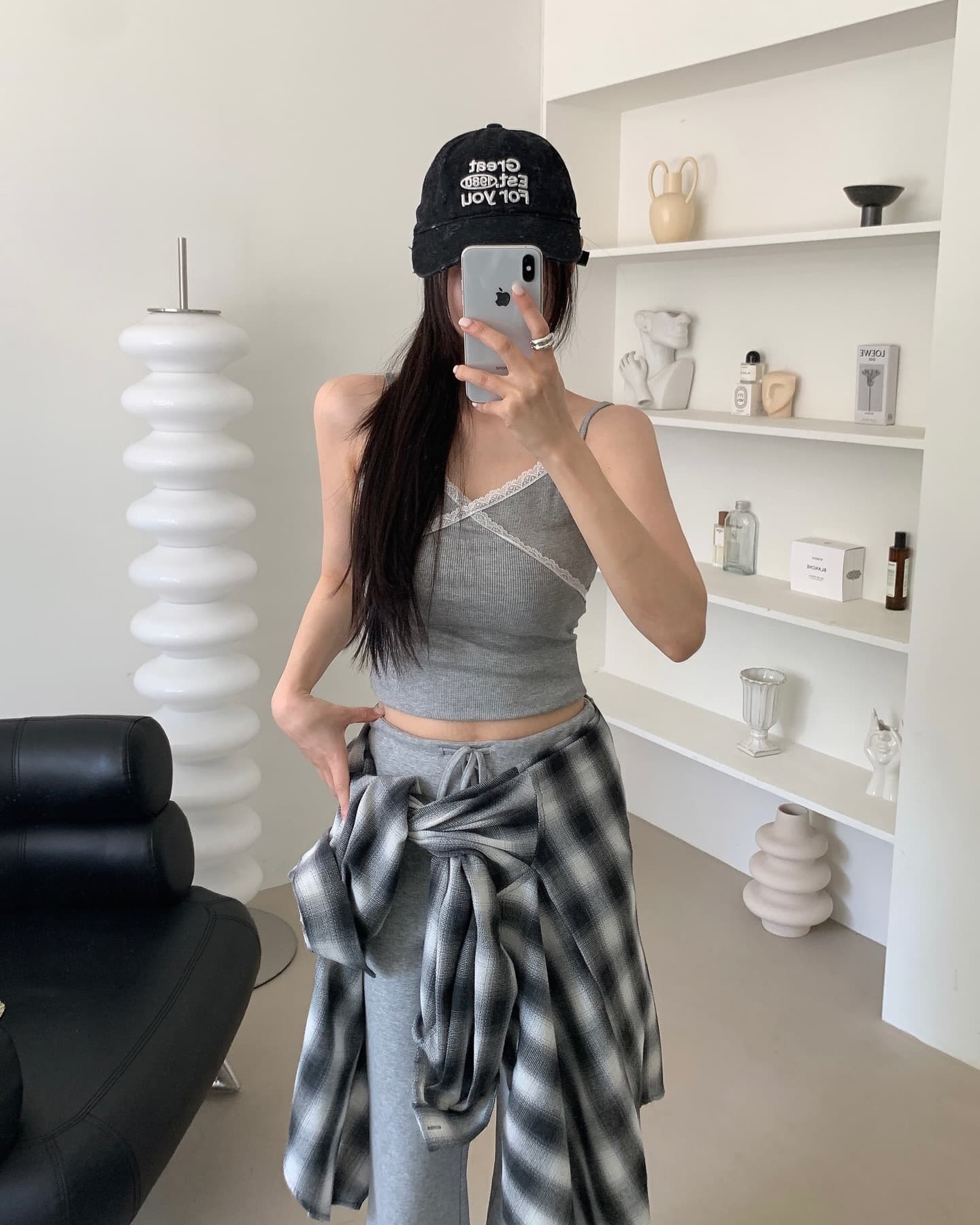 있음 선적 둘 색상 한 부서 BF 바람 루즈핏 후드 셔츠 싱글 줄 버튼 체크무늬 상세 이미지 11