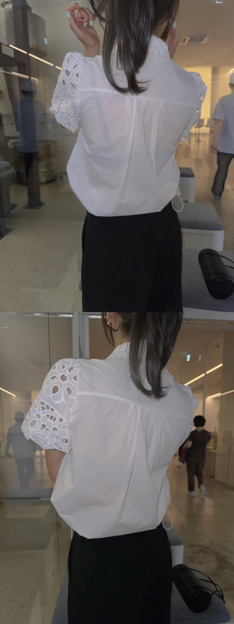있음 선적 한 부서 높은 품질 포지셔닝 꽃 물 용해 폴로 칼라 싱글 줄 버튼 반팔 재킷 상세 이미지 10