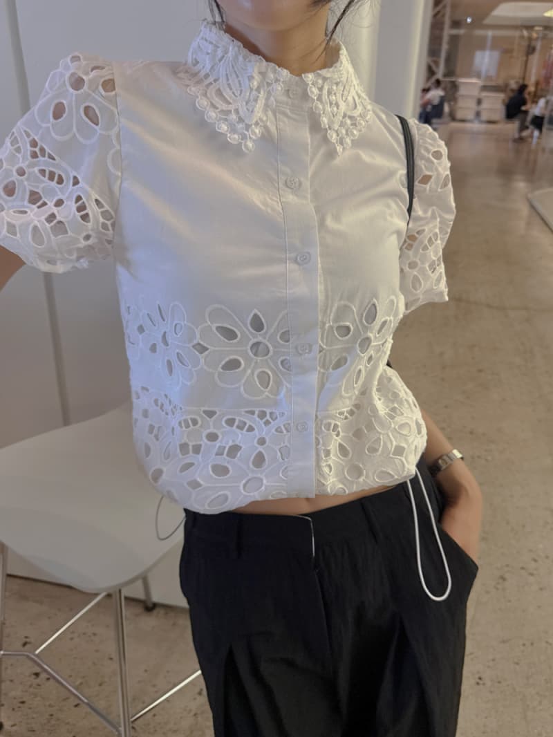 있음 선적 한 부서 높은 품질 포지셔닝 꽃 물 용해 폴로 칼라 싱글 줄 버튼 반팔 재킷 상세 이미지 12
