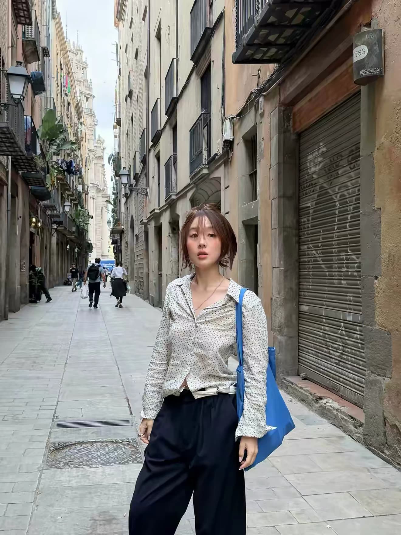 있음 선적 한 부서 동대문 보 주님 연령 감소 캐주얼 프린트 몸매 가꾸기 셔츠 싱글 줄 버튼 이미지 2
