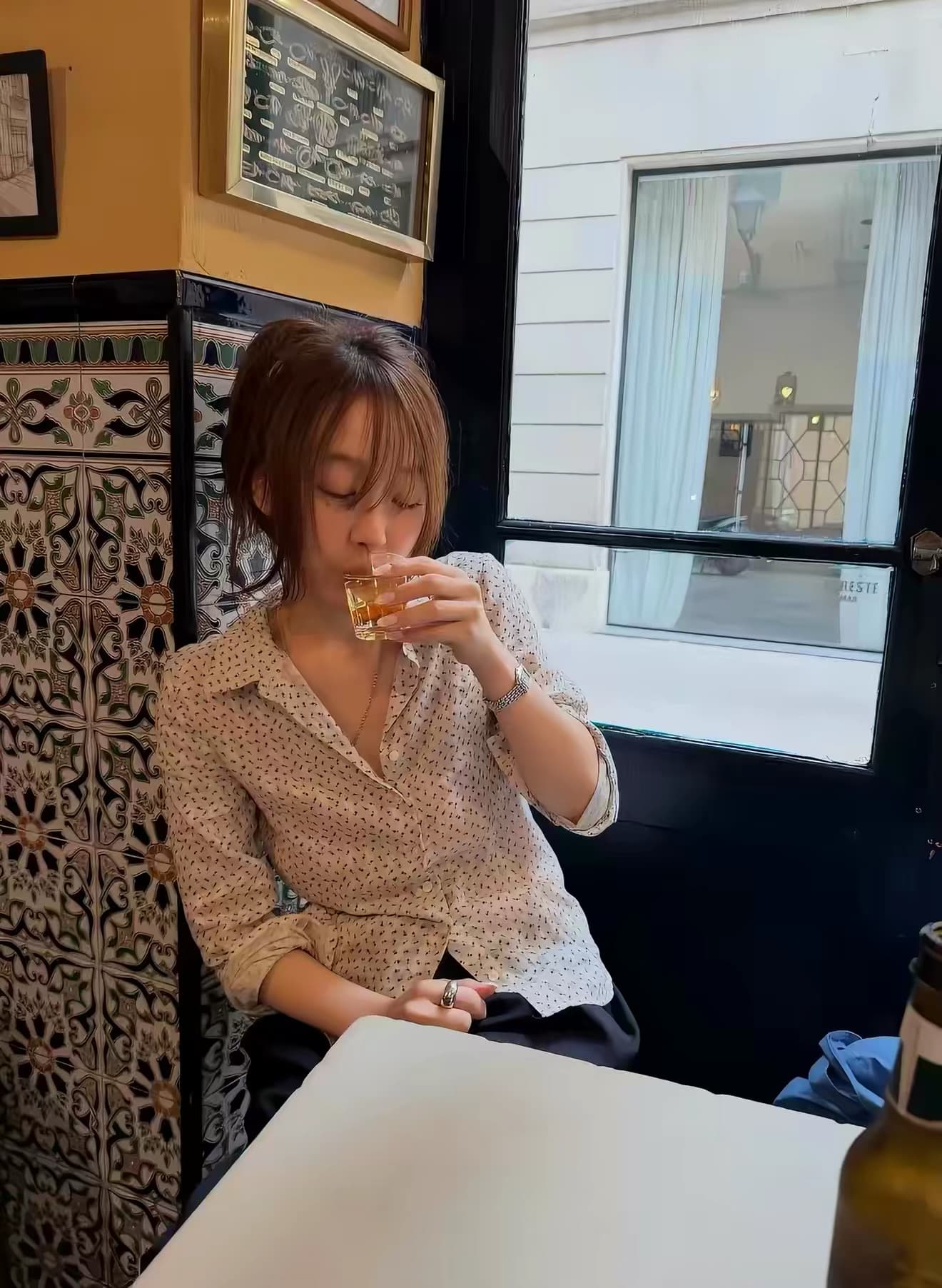 있음 선적 한 부서 동대문 보 주님 연령 감소 캐주얼 프린트 몸매 가꾸기 셔츠 싱글 줄 버튼 상세 이미지 4