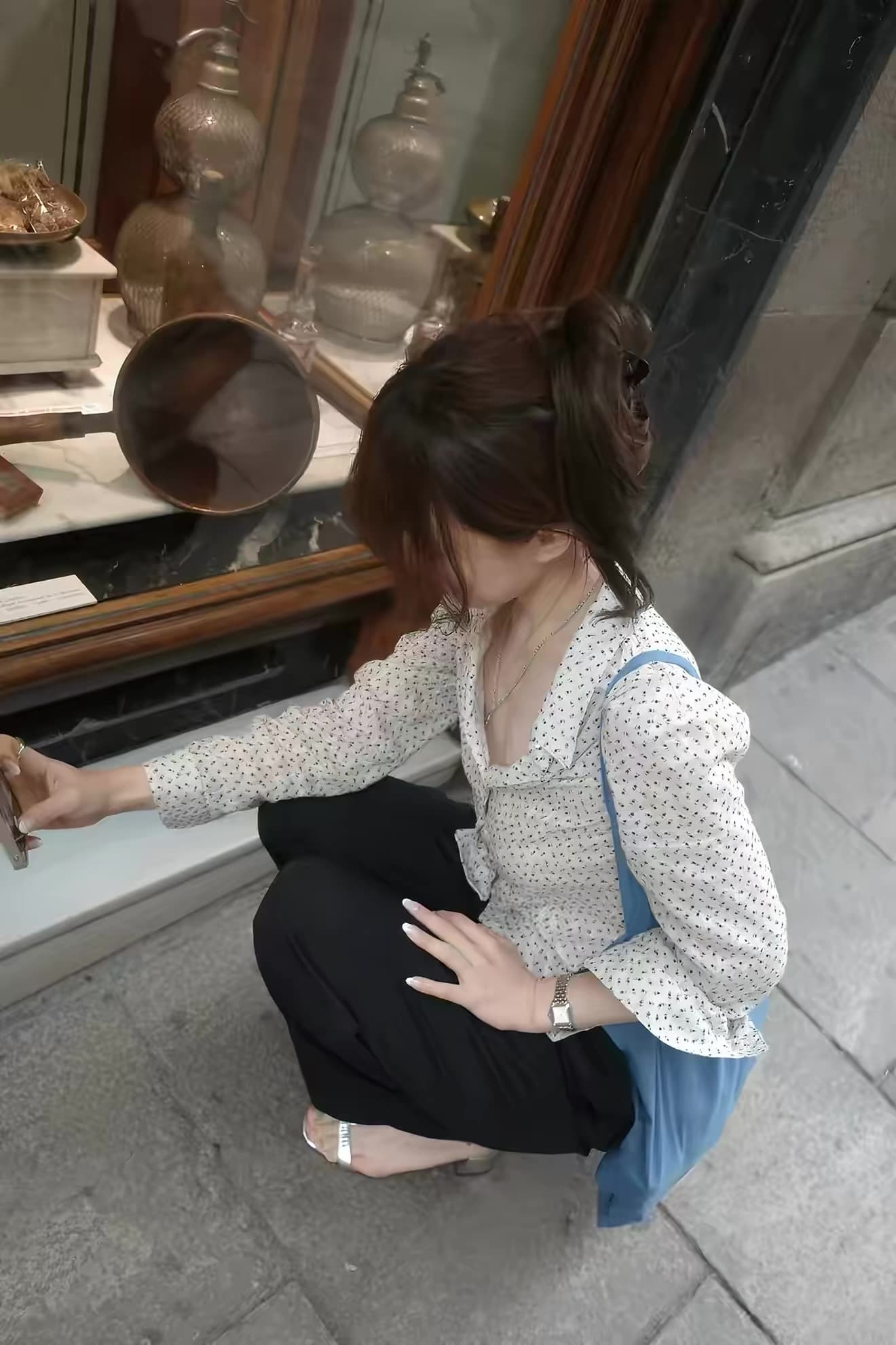 있음 선적 한 부서 동대문 보 주님 연령 감소 캐주얼 프린트 몸매 가꾸기 셔츠 싱글 줄 버튼 상세 이미지 7