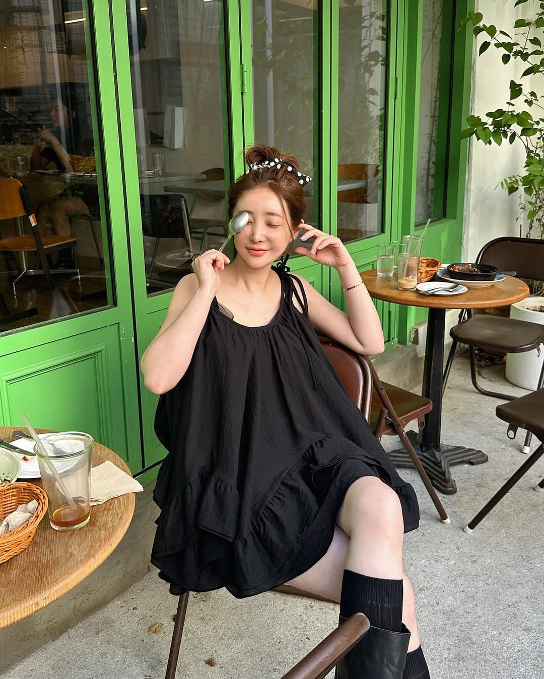 있음 선적 한 부서 스택 층 요정 가스 프릴 큰 진자 캐미솔 상세 이미지 5