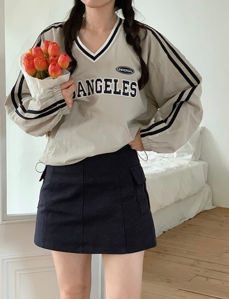 있음 선적 삼색 아메리칸 캐주얼 자수 알파벳 펌프 로프 디자인 긴팔 후드티 이미지 3