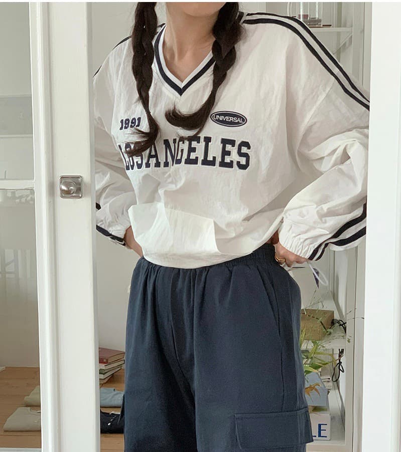 있음 선적 삼색 아메리칸 캐주얼 자수 알파벳 펌프 로프 디자인 긴팔 후드티 상세 이미지 1