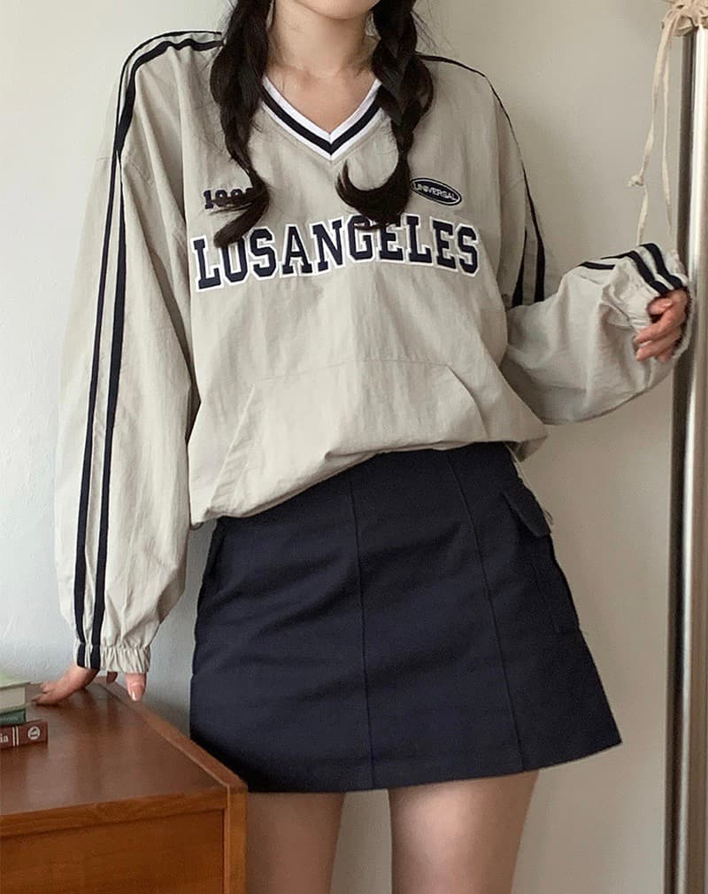 있음 선적 삼색 아메리칸 캐주얼 자수 알파벳 펌프 로프 디자인 긴팔 후드티 상세 이미지 9