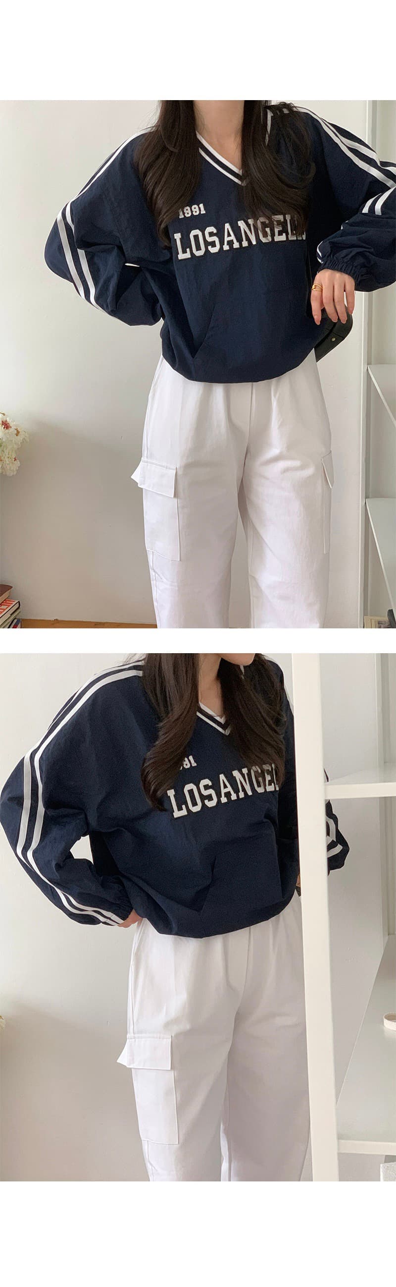 있음 선적 삼색 아메리칸 캐주얼 자수 알파벳 펌프 로프 디자인 긴팔 후드티 상세 이미지 11