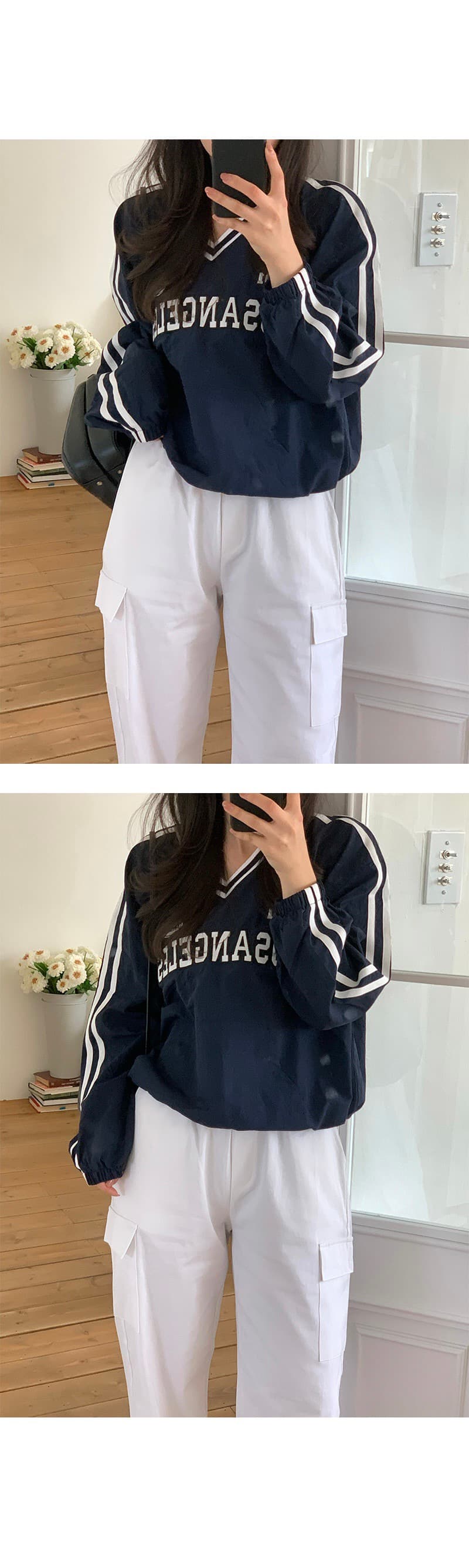 있음 선적 삼색 아메리칸 캐주얼 자수 알파벳 펌프 로프 디자인 긴팔 후드티 상세 이미지 12