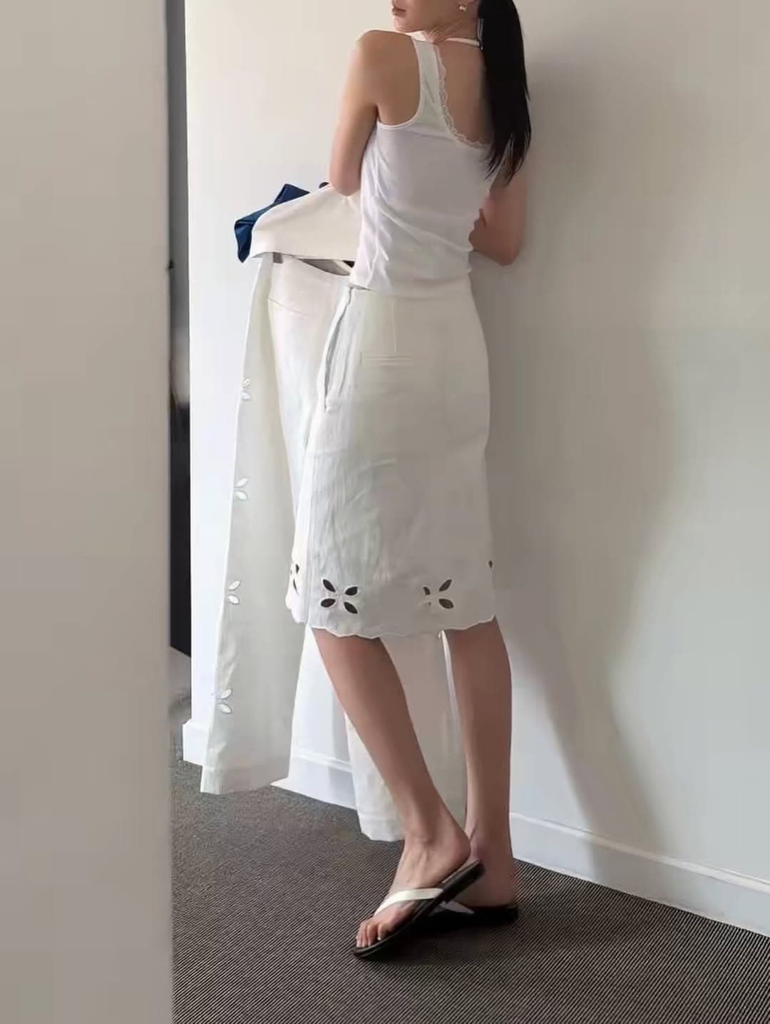 있음 선적 한 부서 보 주님 슈퍼 있음 품격 작은 심장 기계 클로버 홀로우 아웃 자수 몸매 가꾸기 반신 스커트 상세 이미지 7