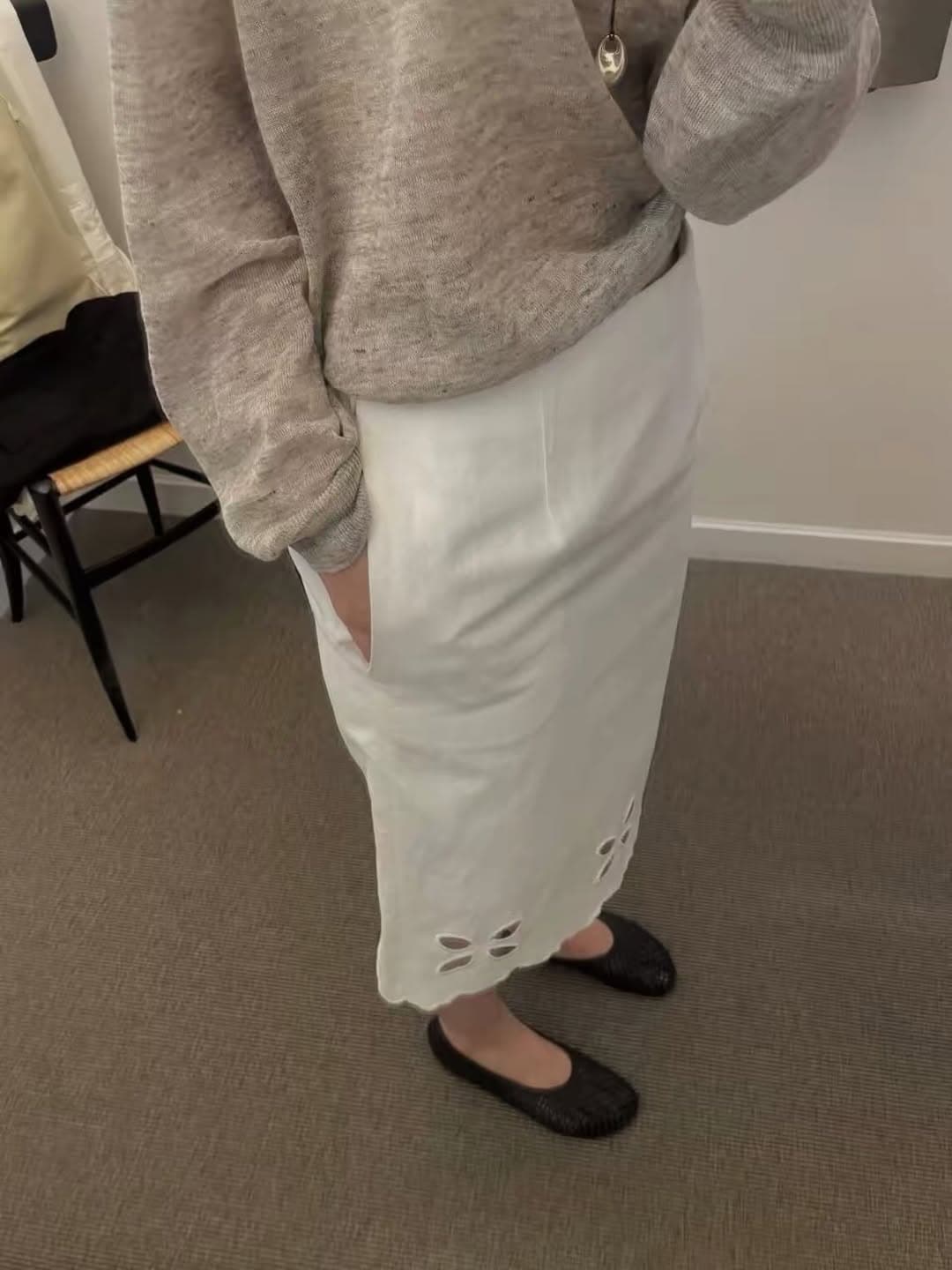 있음 선적 한 부서 보 주님 슈퍼 있음 품격 작은 심장 기계 클로버 홀로우 아웃 자수 몸매 가꾸기 반신 스커트 상세 이미지 8