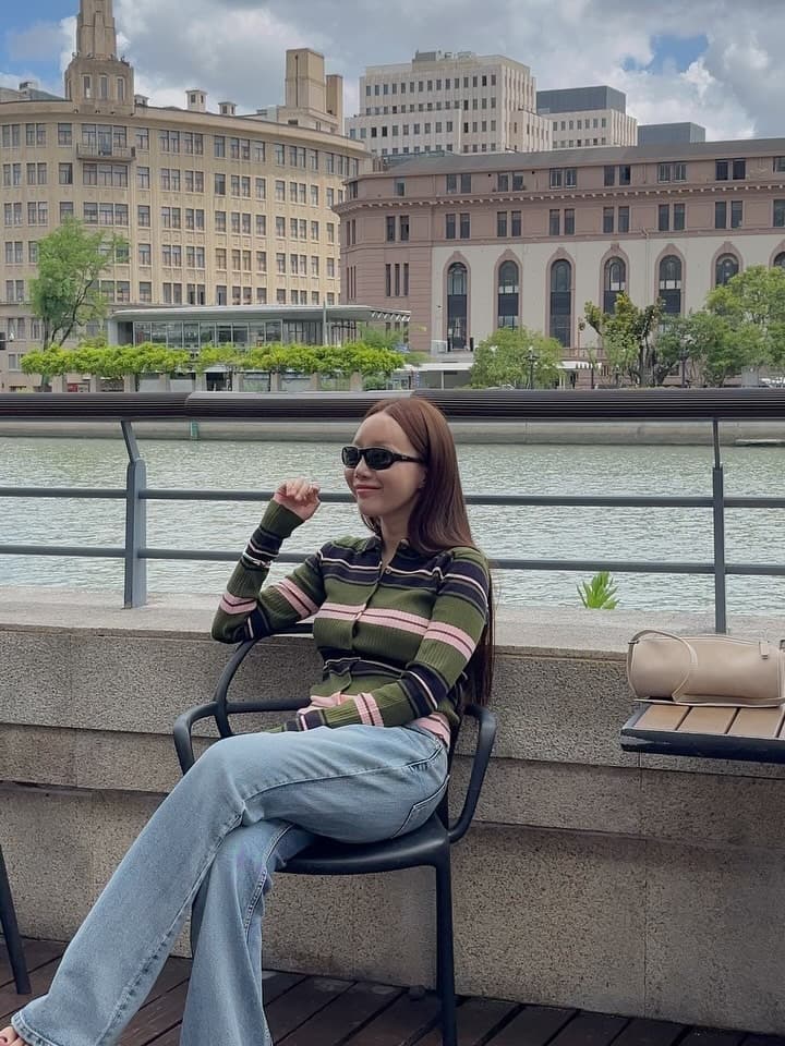 있음 선적 한 부서 이른 가을 작은 대중 색상 스트라이프 털 니트 오픈 가디건 상세 이미지 1