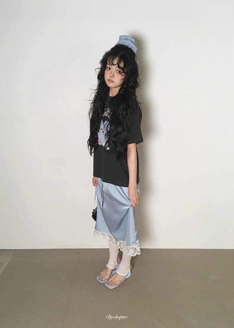 있음 선적 둘 색상 한 부서 섹션 광택 패치워크 레이스 캐주얼 반신 스커트 상세 이미지 1