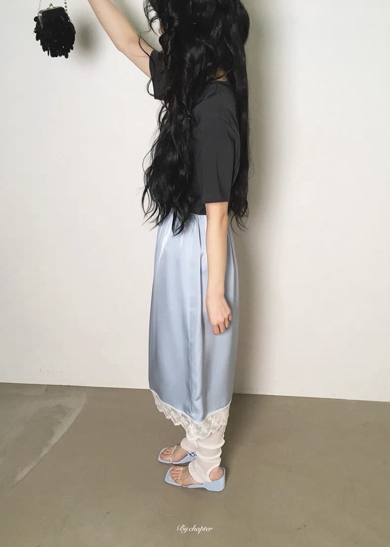있음 선적 둘 색상 한 부서 섹션 광택 패치워크 레이스 캐주얼 반신 스커트 상세 이미지 2