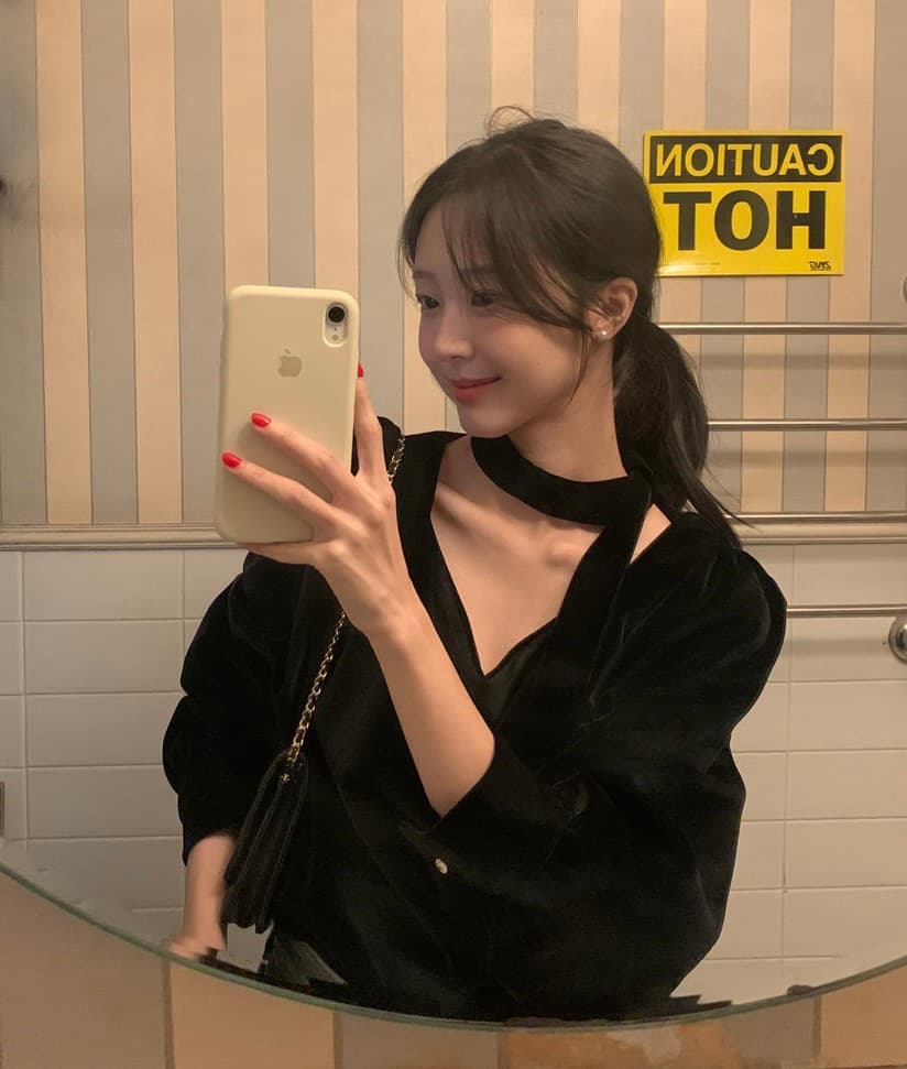 있음 선적 한 부서 품격 벨벳 복숭아 심장 고리 긴팔 맨위 이미지 2